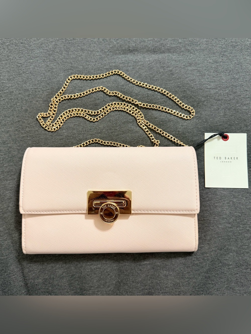 Ted Baker Parisa Pink Wallet Crossbody Clutch Gold Chain Bag NWT